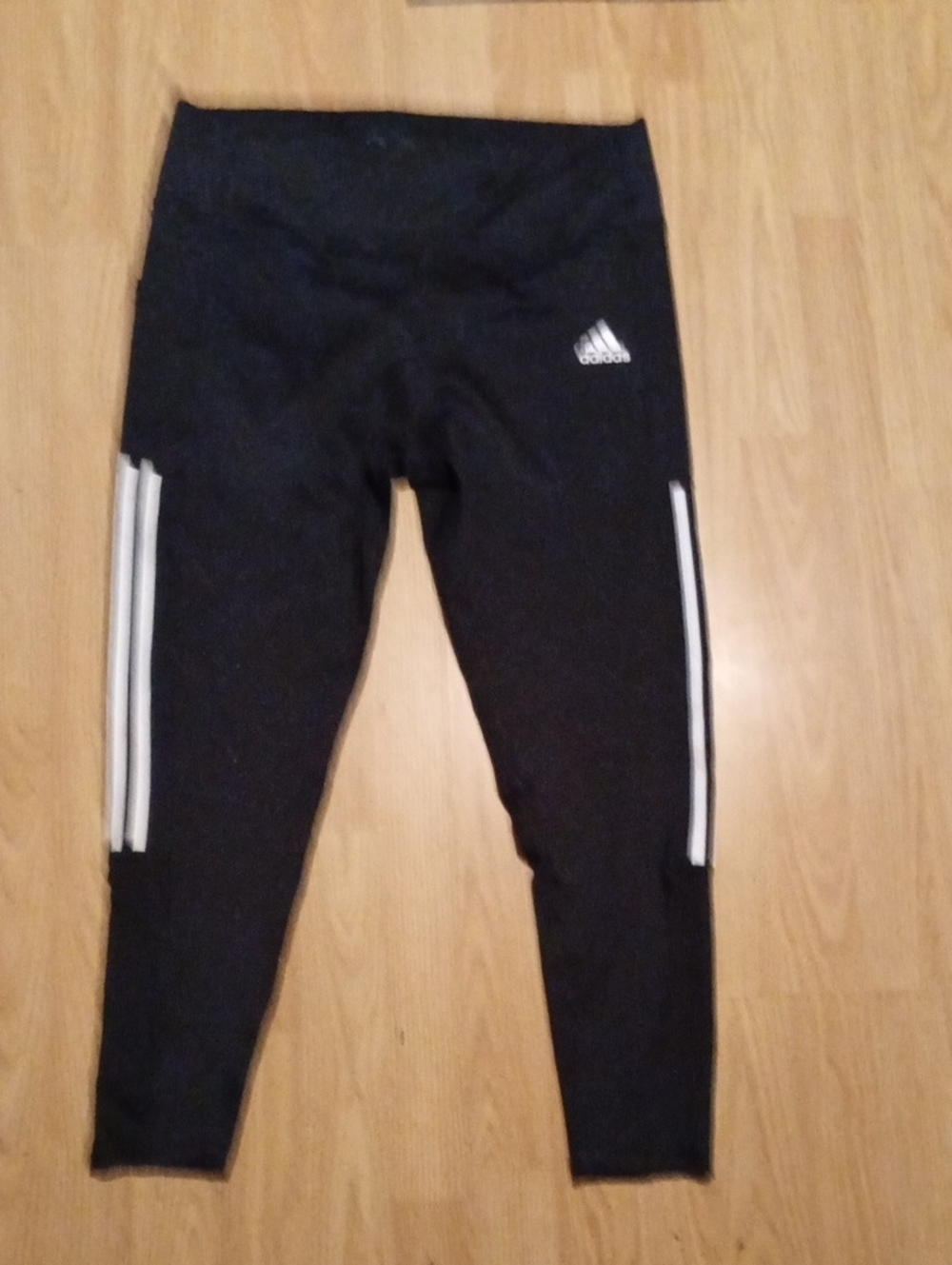 adidas Black Womand Leggings with White Side Stripes